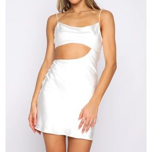 White fox high vibrations white mini dress